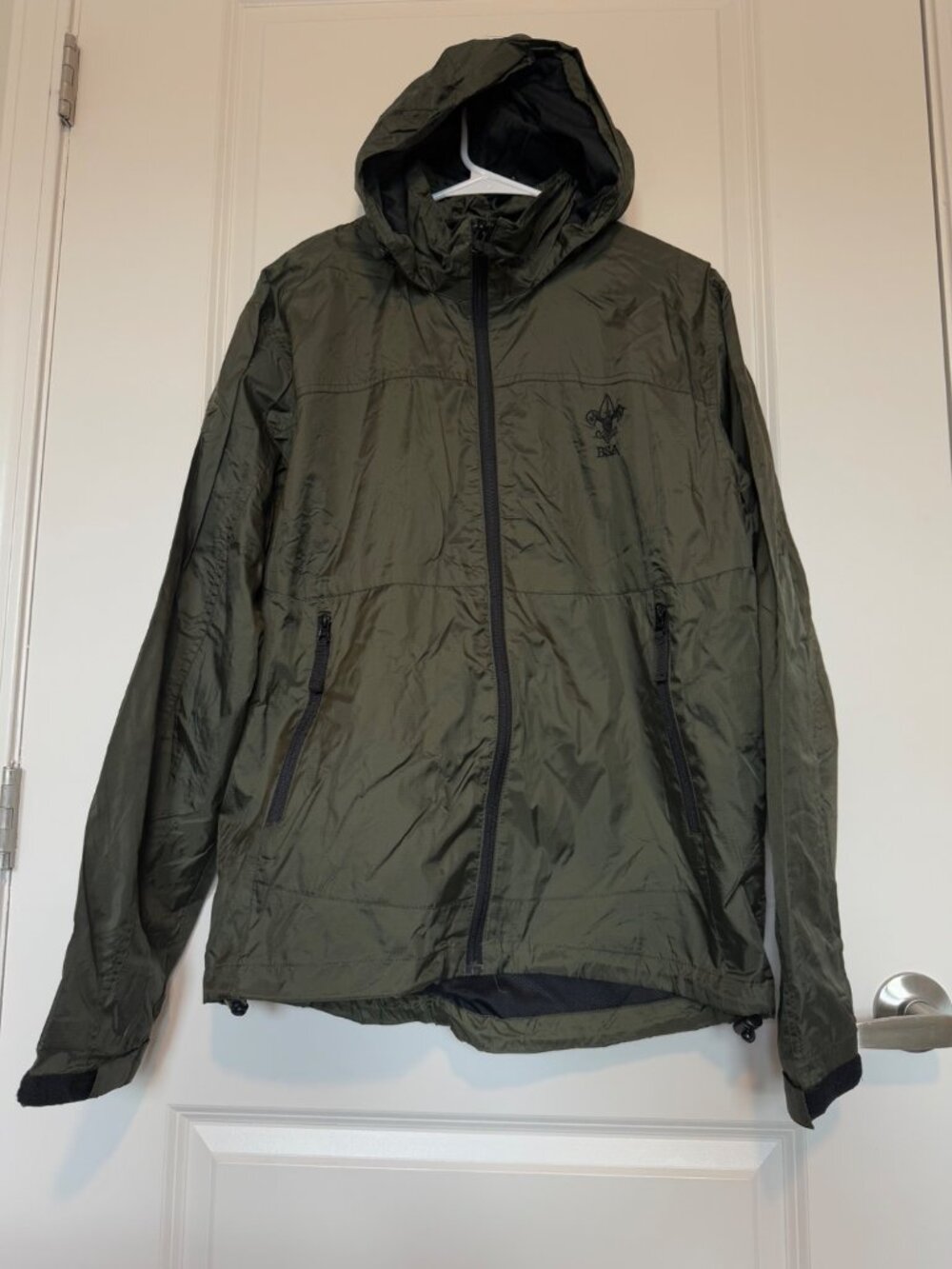 Boy Scouts Of America Adult Wind Tech Jacket Adult Med BSA Hood Full Zip